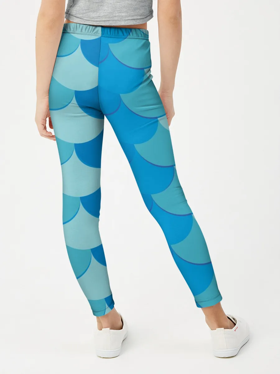 Леггинсы для девочки / Синяя чешуя рыбы
