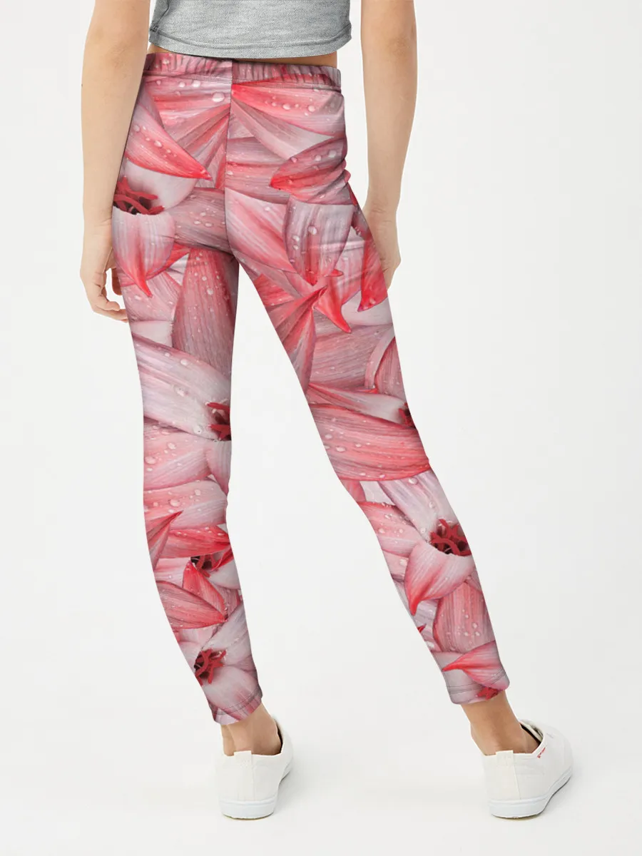 Леггинсы для девочки / Красные Цветы