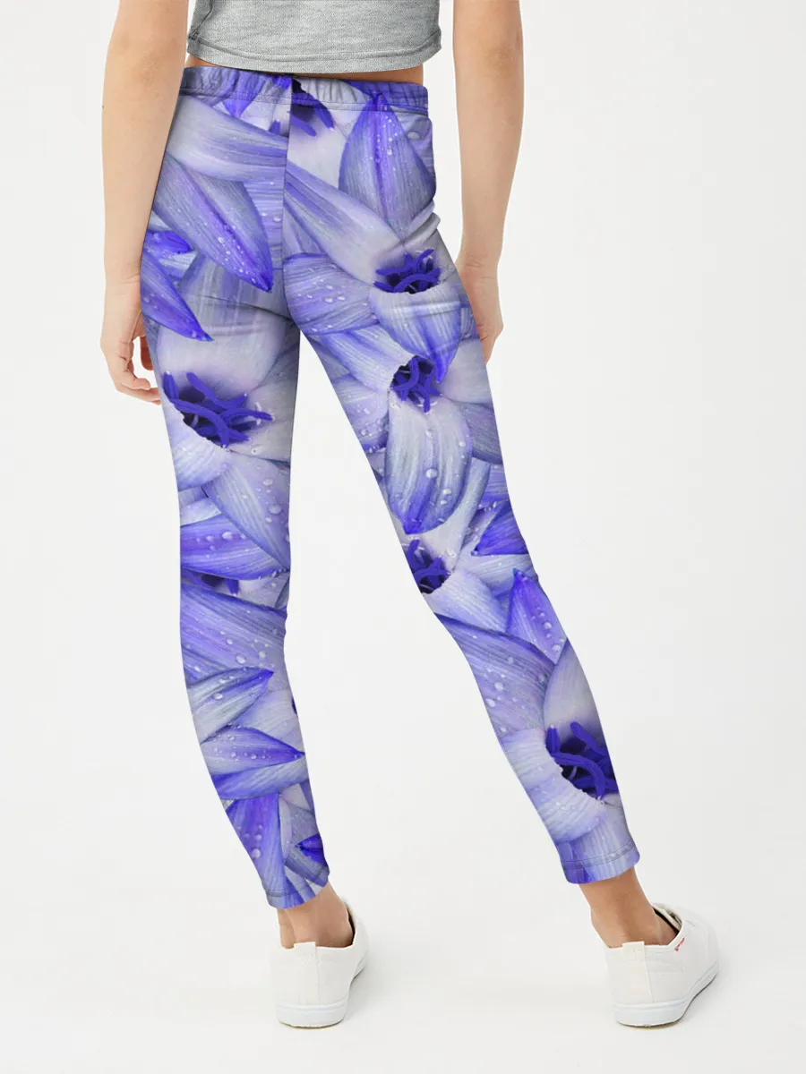 Леггинсы для девочки / Синие Цветы