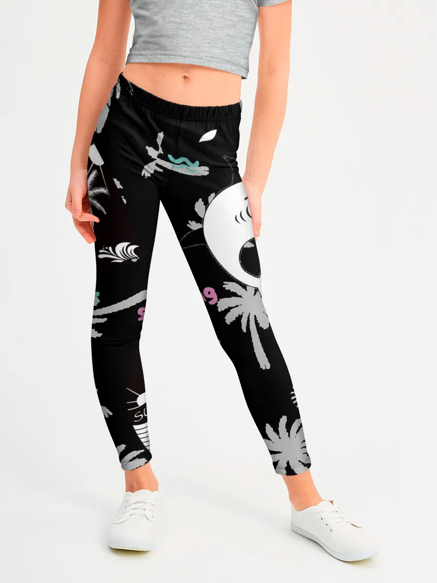 Леггинсы для девочки / Акула и серфинг