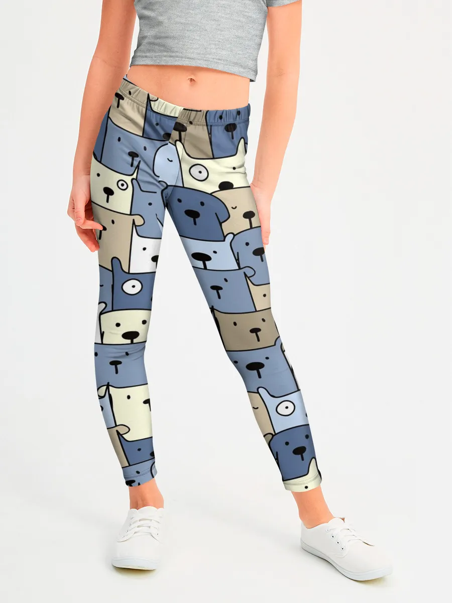 Леггинсы для девочки / Собачки рисунок паттерном
