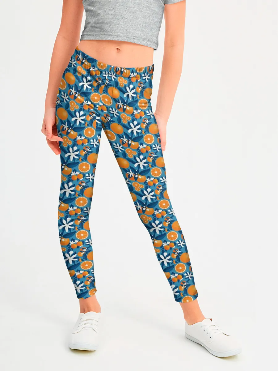 Леггинсы для девочки / АПЕЛЬСИННЫЙ ПАТТЕРН | ФРУКТЫ