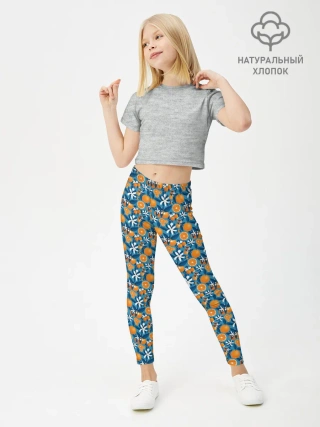 Леггинсы для девочки / АПЕЛЬСИННЫЙ ПАТТЕРН | ФРУКТЫ