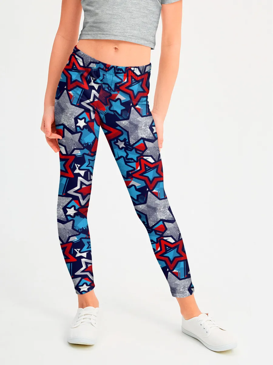 Леггинсы для девочки / 3D звездочки