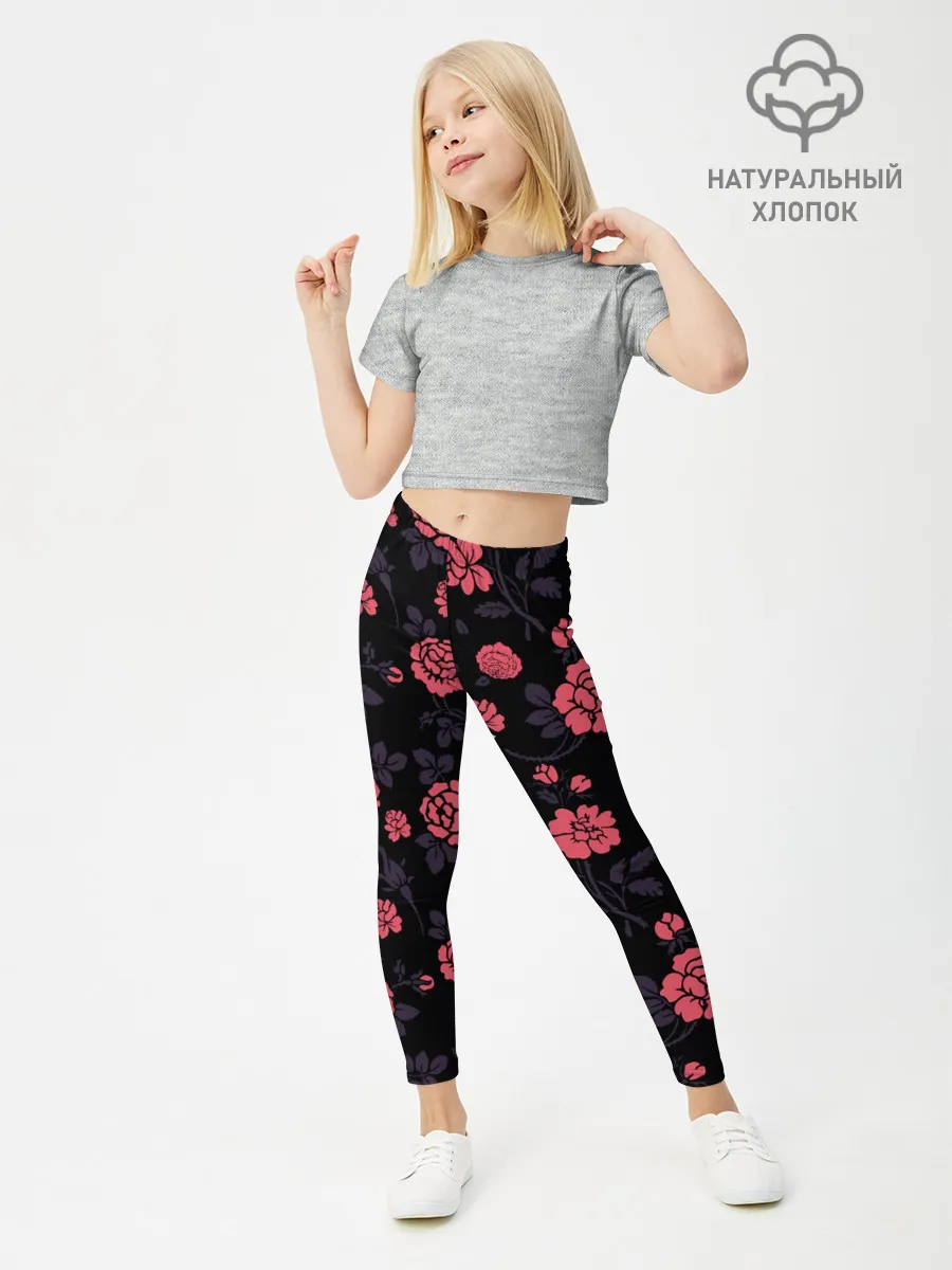 Леггинсы для девочки / Ночные розы