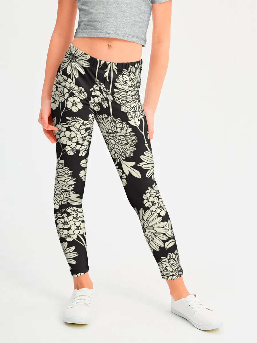 Леггинсы для девочки / Белые цветы