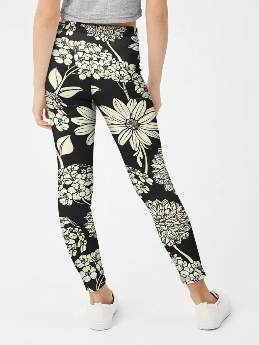 Леггинсы для девочки / Белые цветы