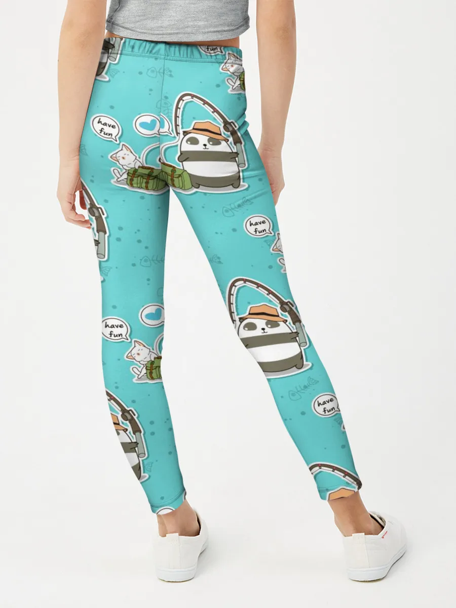 Леггинсы для девочки / Панда на рыбалке