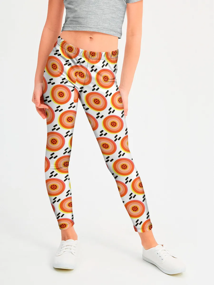 Леггинсы для девочки / Поп арт, мишень, диски дождь