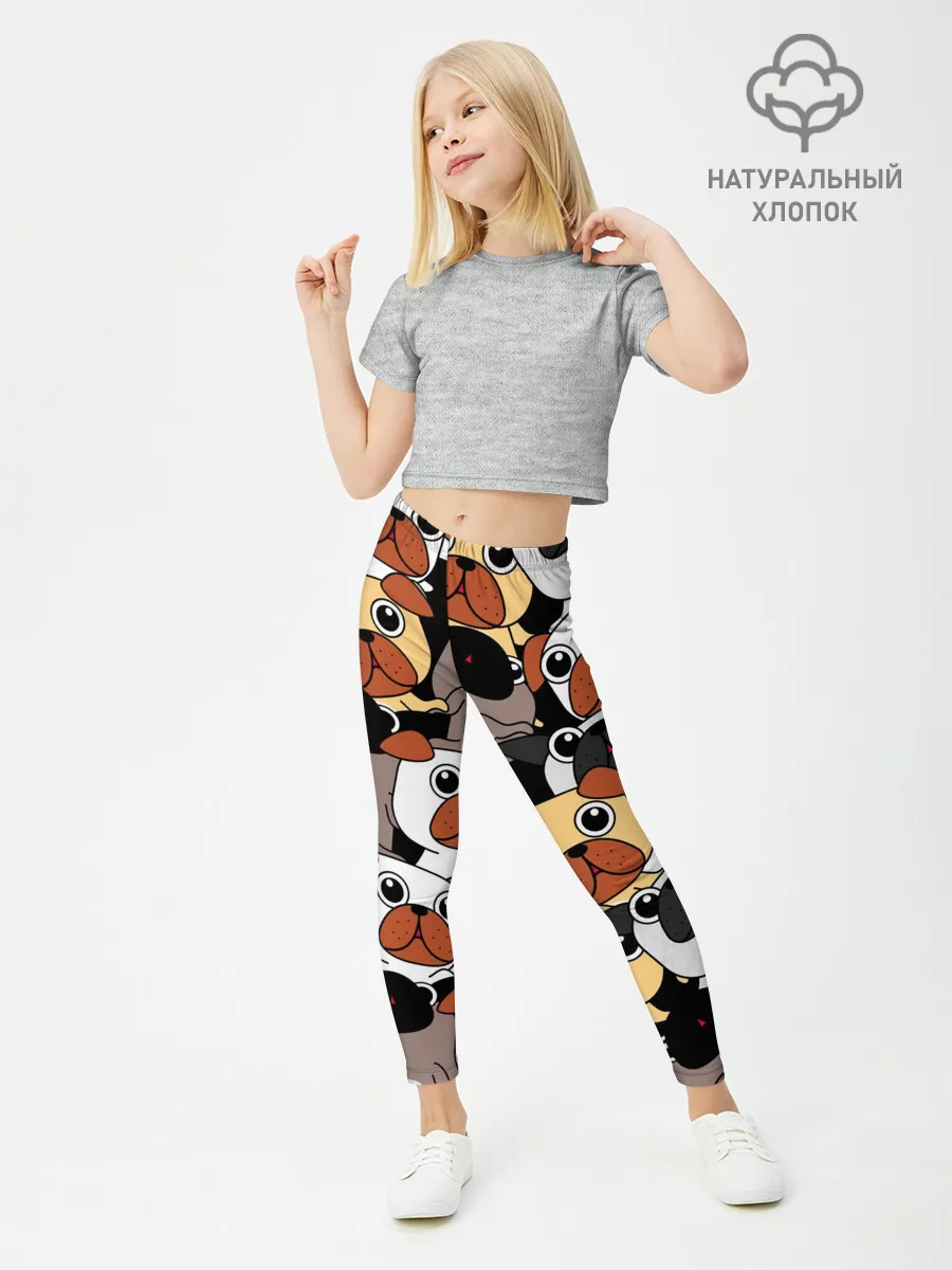 Леггинсы для девочки / Собаки мопсы