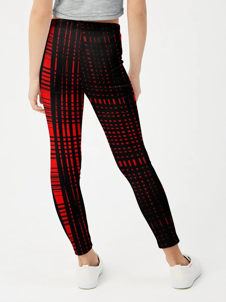 Леггинсы для девочки / ЧерНые линии на Красном