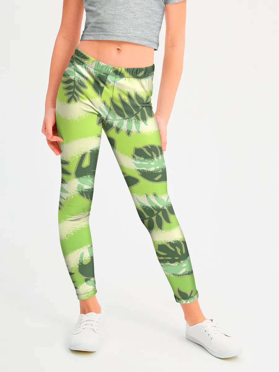 Леггинсы для девочки / Тропический фон