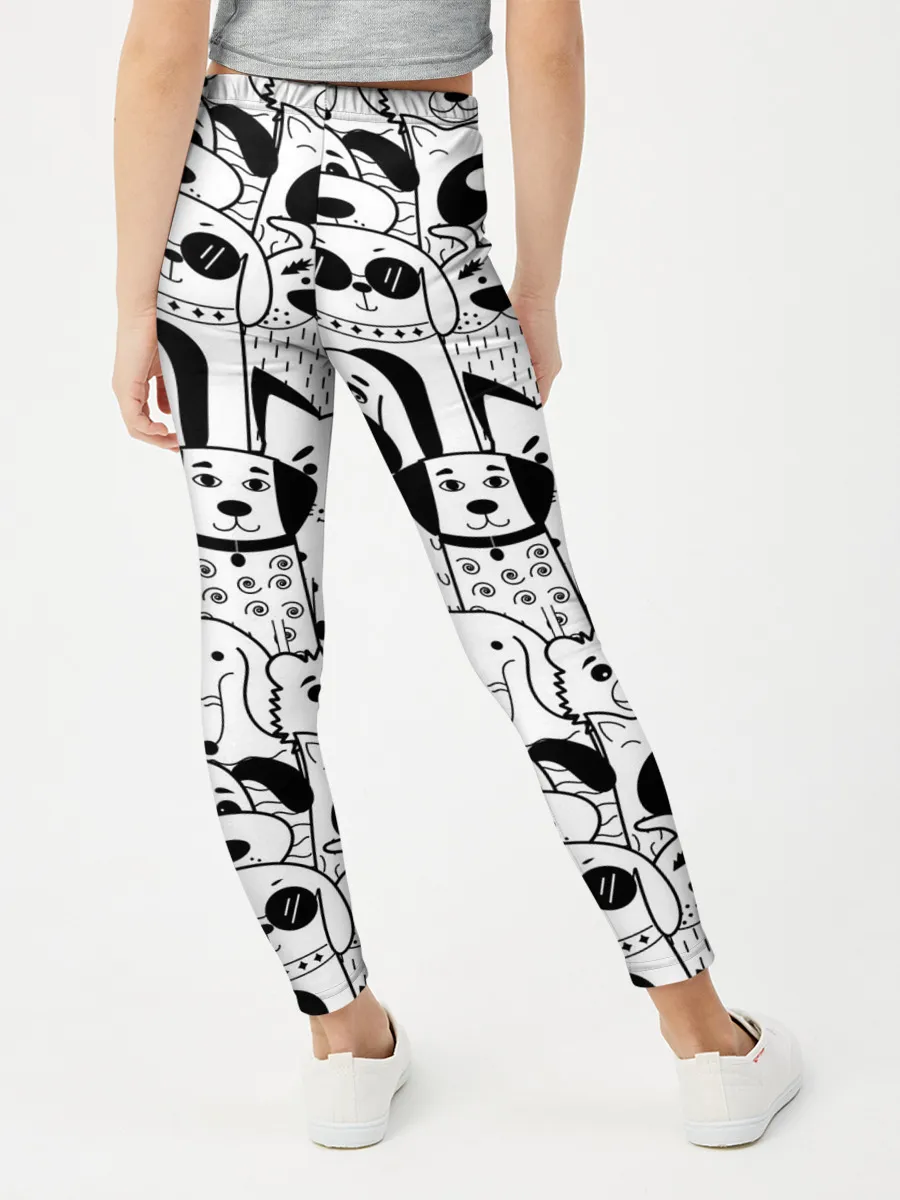 Леггинсы для девочки / Собаки черно-белое