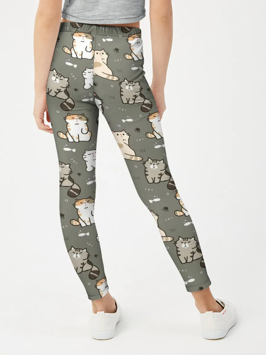 Леггинсы для девочки / Кошечки с рыбками