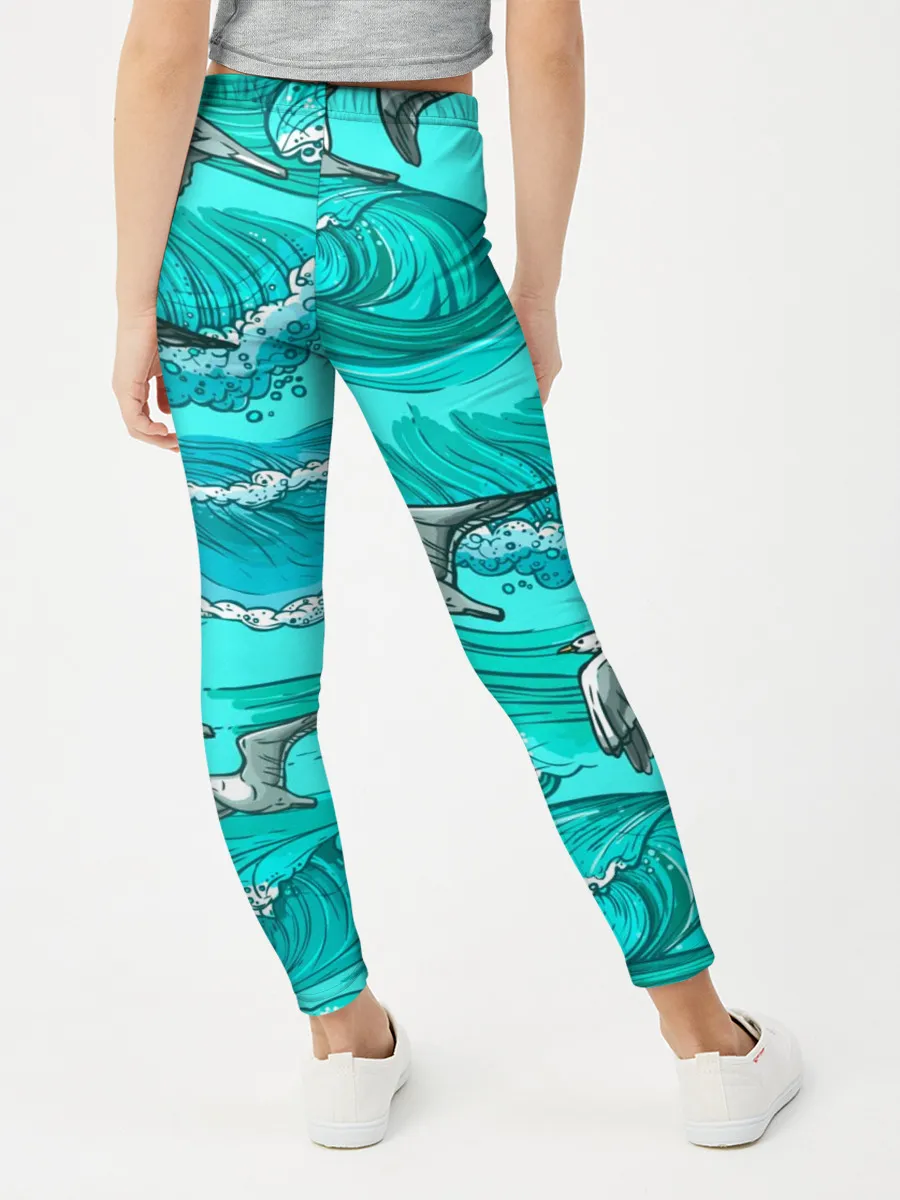 Леггинсы для девочки / Чайки в море