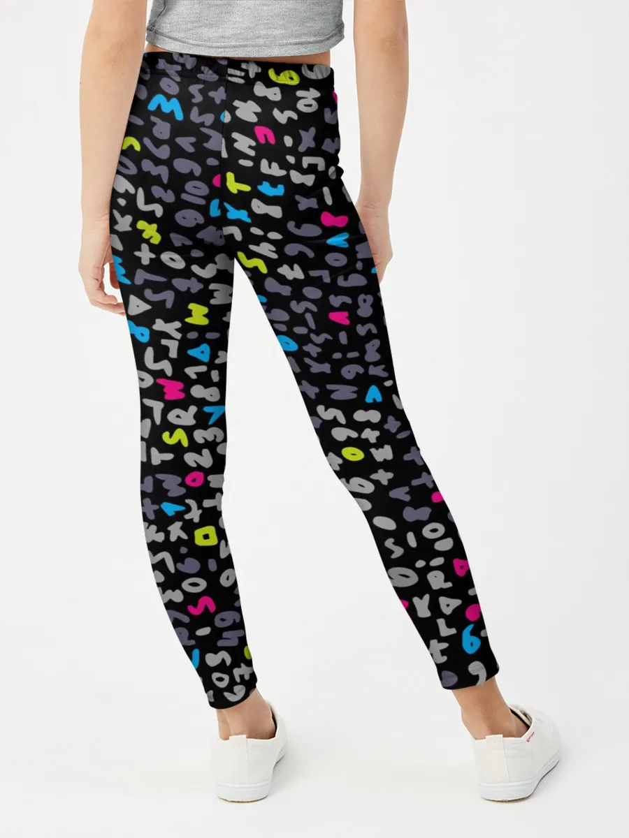 Леггинсы для девочки / Символы на черном