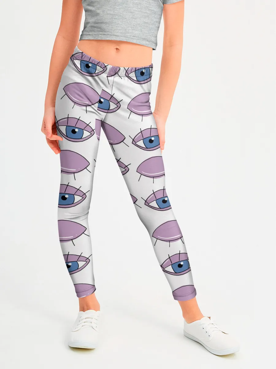 Леггинсы для девочки / Глаза фиолетовые