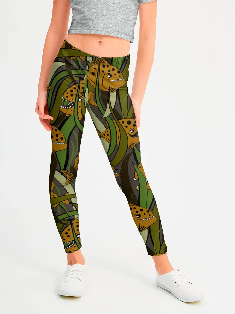 Леггинсы для девочки / Пираньи камуфляж