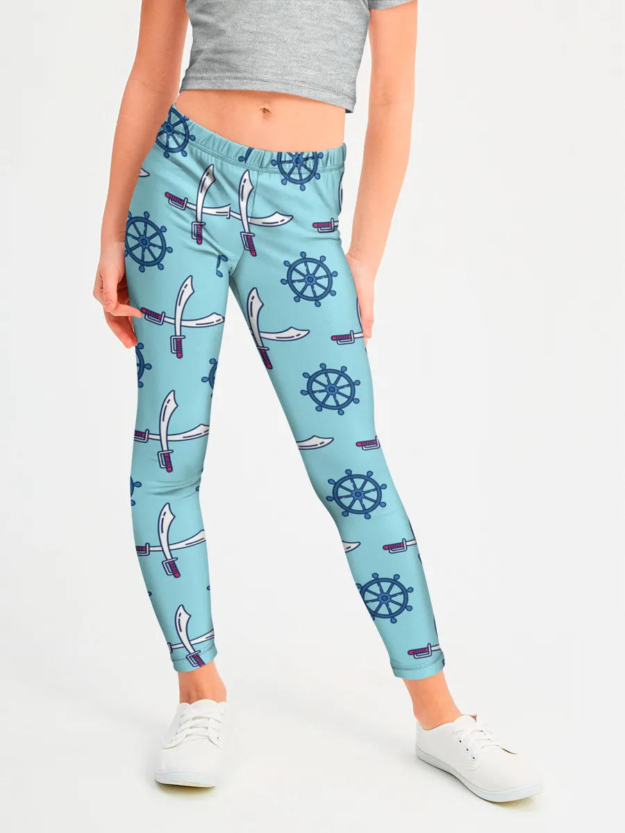 Леггинсы для девочки / Пиратский фон