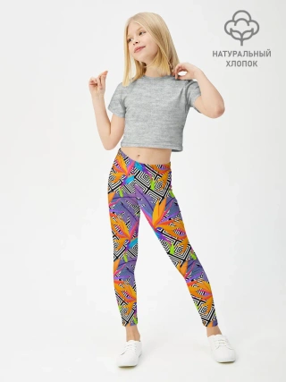 Леггинсы для девочки / Тропические цветы и узоры