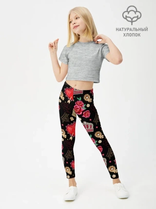 Леггинсы для девочки / Корона и розы