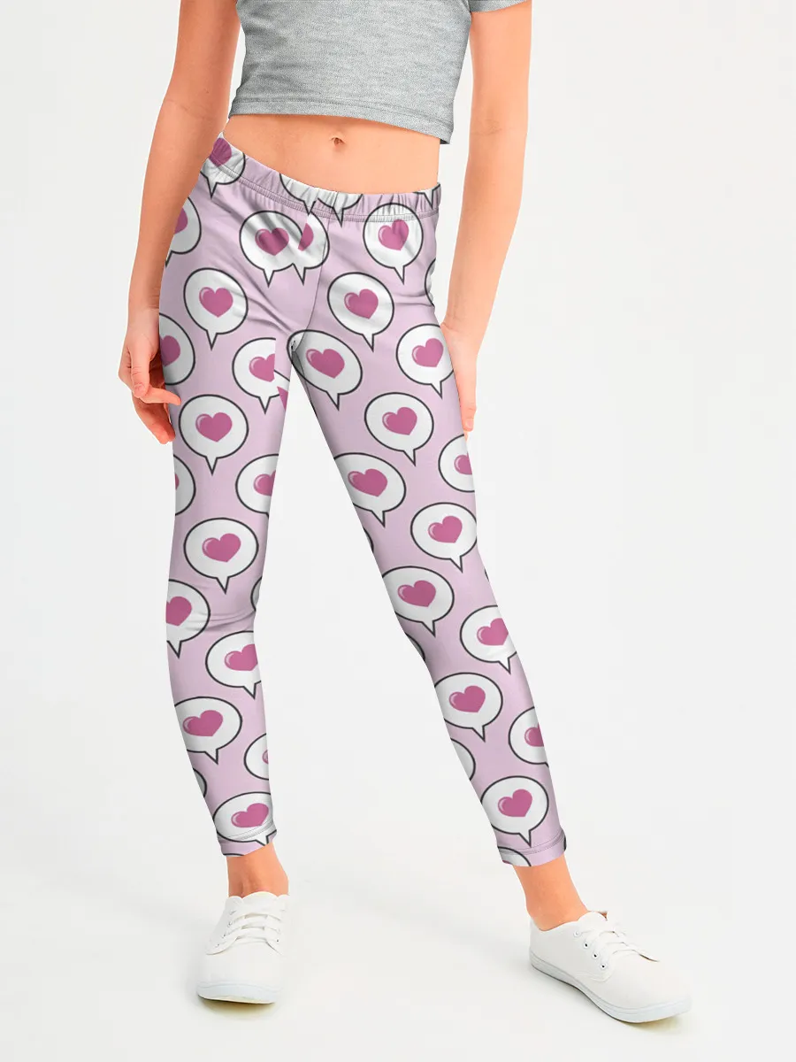 Леггинсы для девочки / Сердечки в облачках