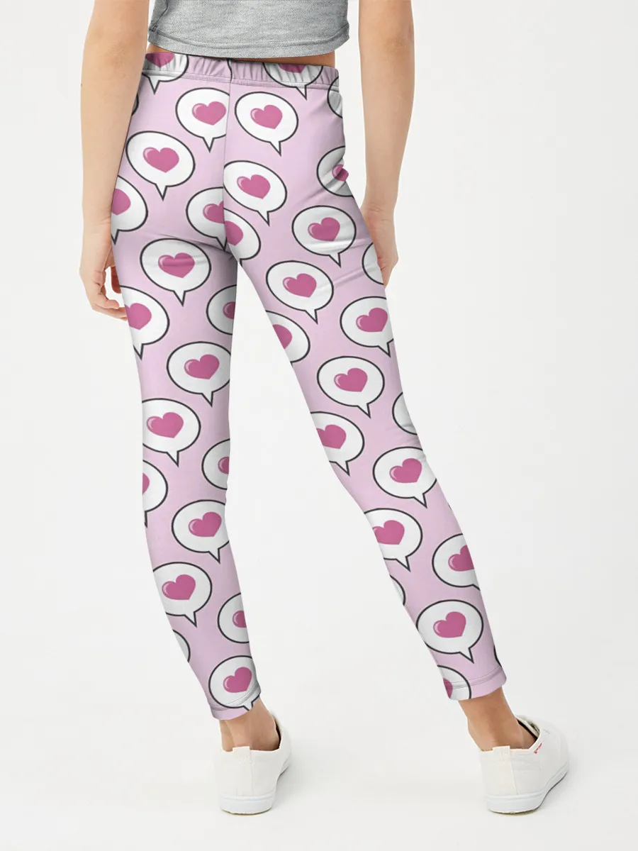 Леггинсы для девочки / Сердечки в облачках