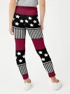 Леггинсы для девочки / Бордово-черный узор полосатый