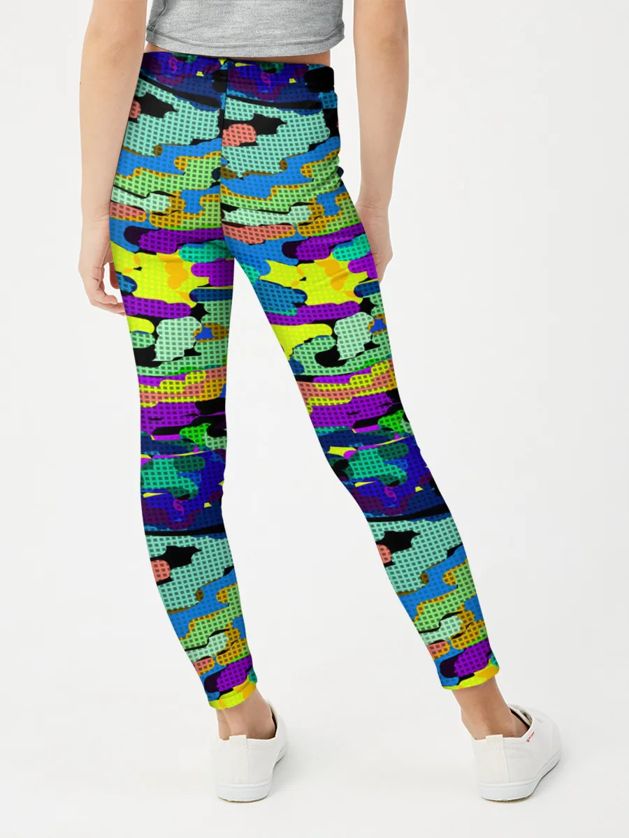 Леггинсы для девочки / Камуфляж в ярких тонах