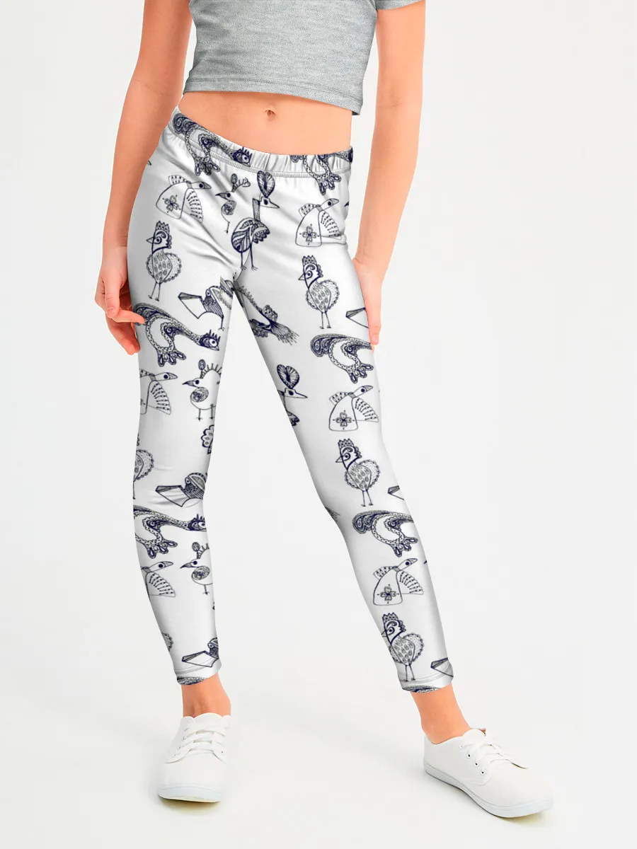 Леггинсы для девочки / Скетч сказочные птицы