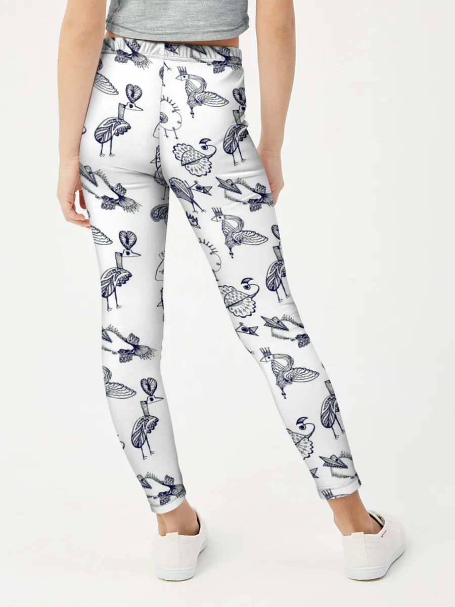 Леггинсы для девочки / Скетч сказочные птицы