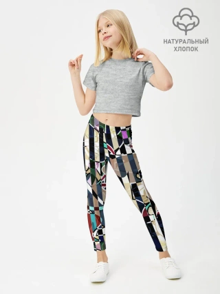Леггинсы для девочки / Полосатый абстрактный узор