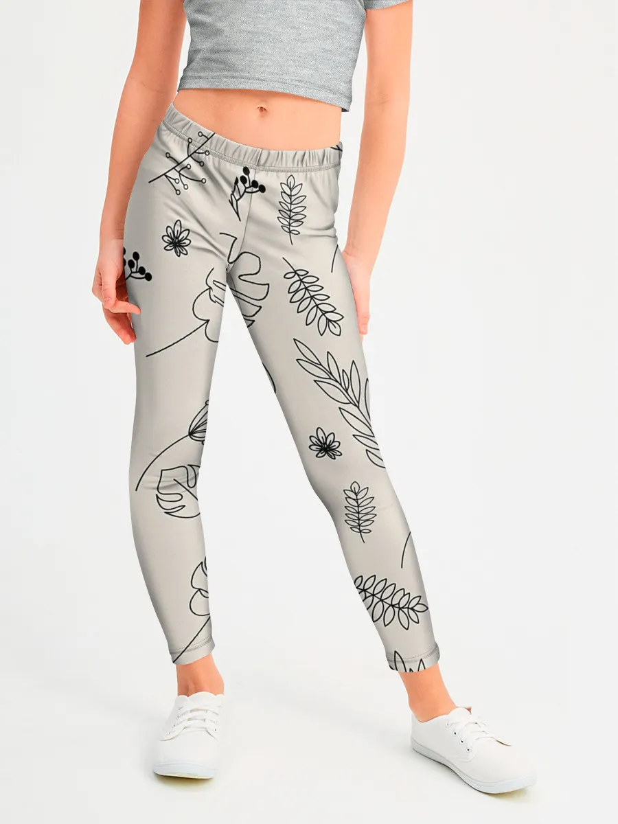 Леггинсы для девочки / Цветы и листья