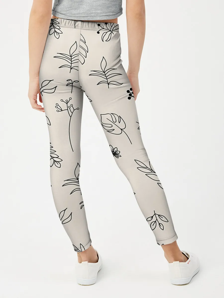 Леггинсы для девочки / Цветы и листья