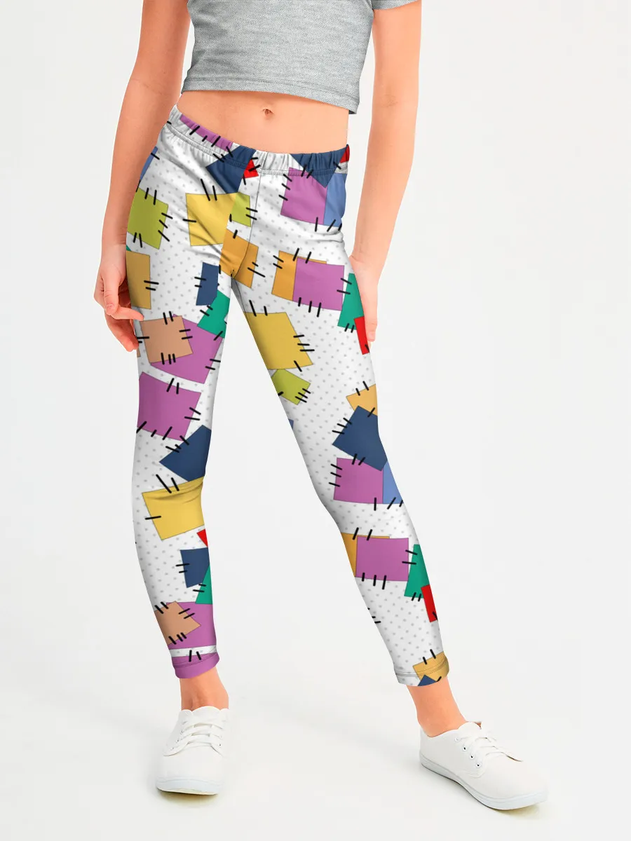 Леггинсы для девочки / Ретро узор-заплатки.