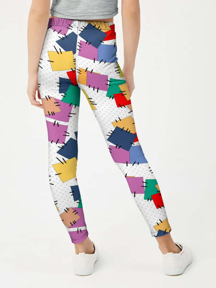 Леггинсы для девочки / Ретро узор-заплатки.