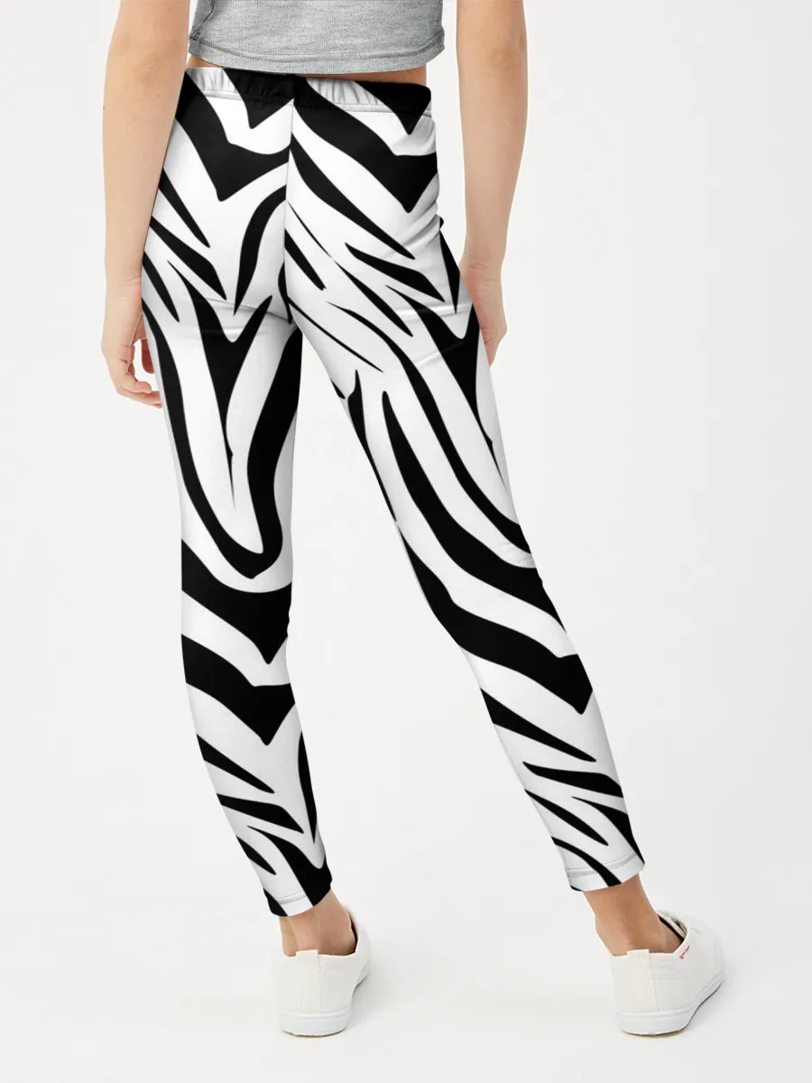 Леггинсы для девочки / Черно-белая зебра
