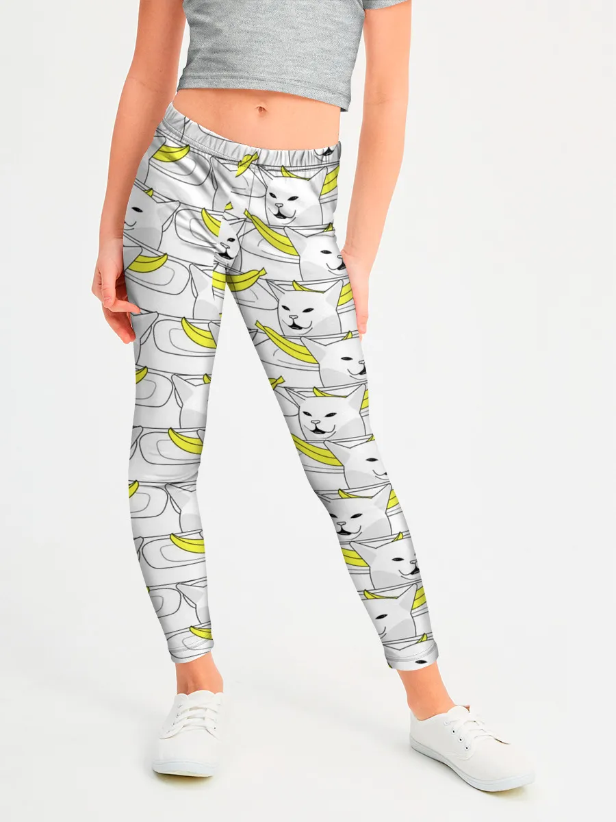 Леггинсы для девочки / Кот с бананом