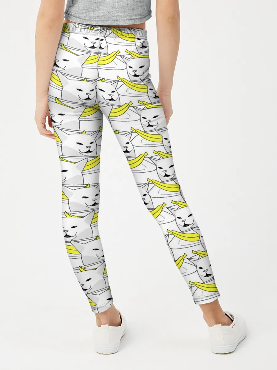 Леггинсы для девочки / Кот с бананом