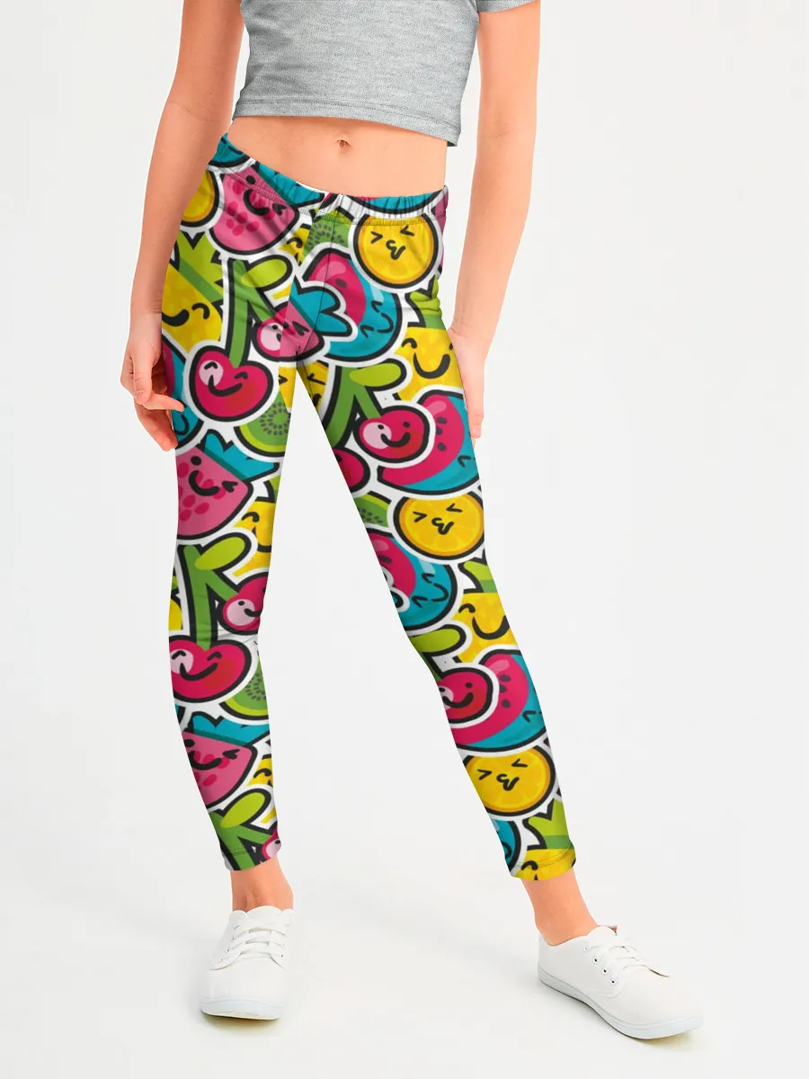 Леггинсы для девочки / Лето. Ягоды. Фрукты