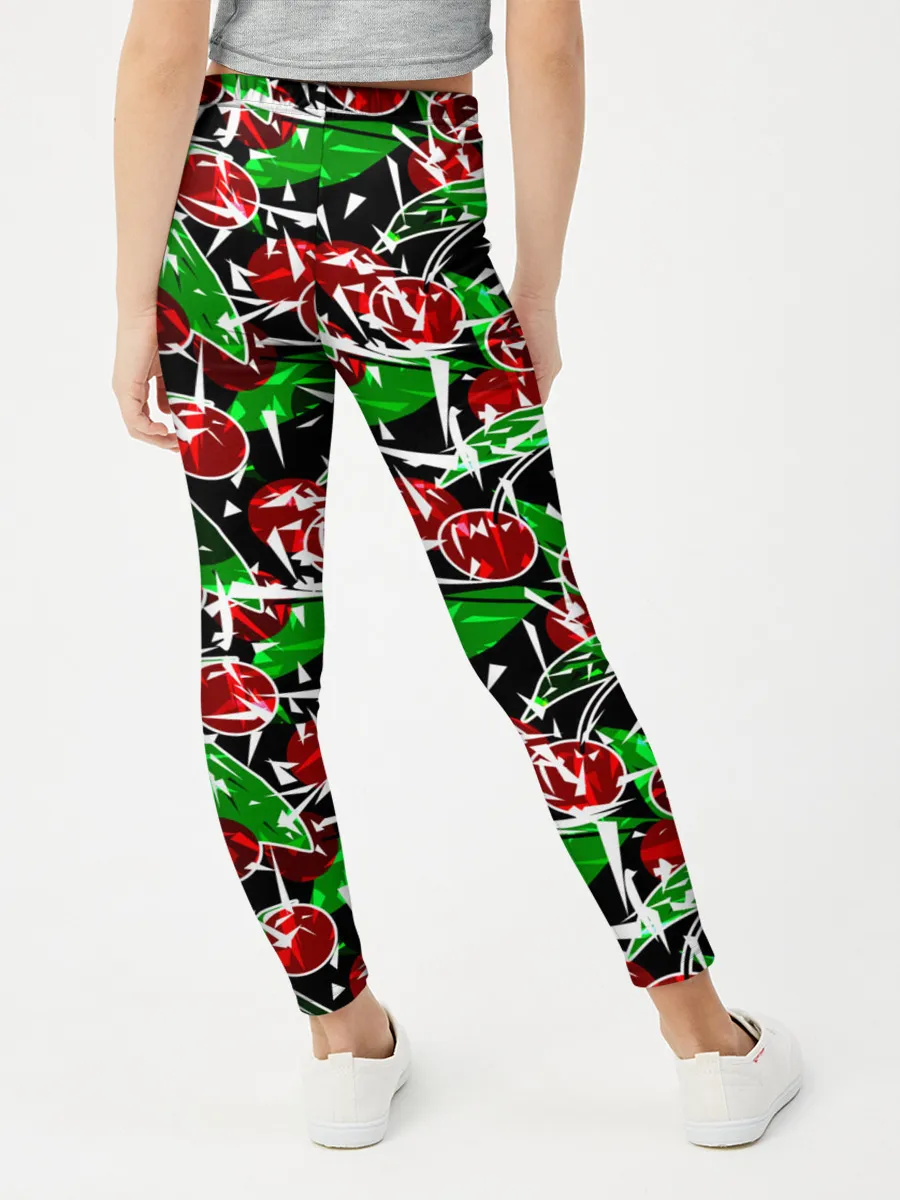 Леггинсы для девочки / Абстрактный узор спелая вишня