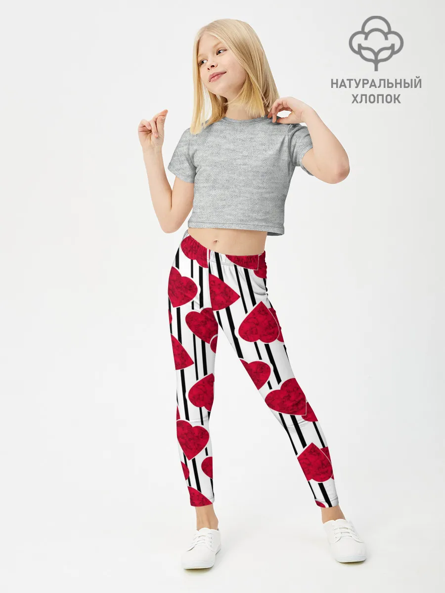 Леггинсы для девочки / Полосатый узор сердце
