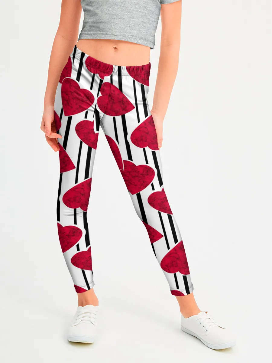 Леггинсы для девочки / Полосатый узор сердце