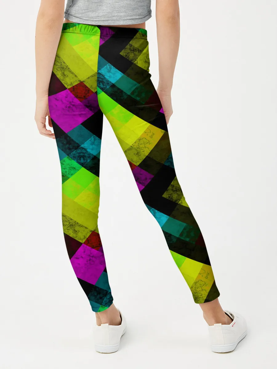 Леггинсы для девочки / Абстрактный разноцветный узор