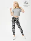 Леггинсы для девочки / Черно-белая роспись
