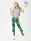 Леггинсы для девочки / Зеленый клетчатый узор