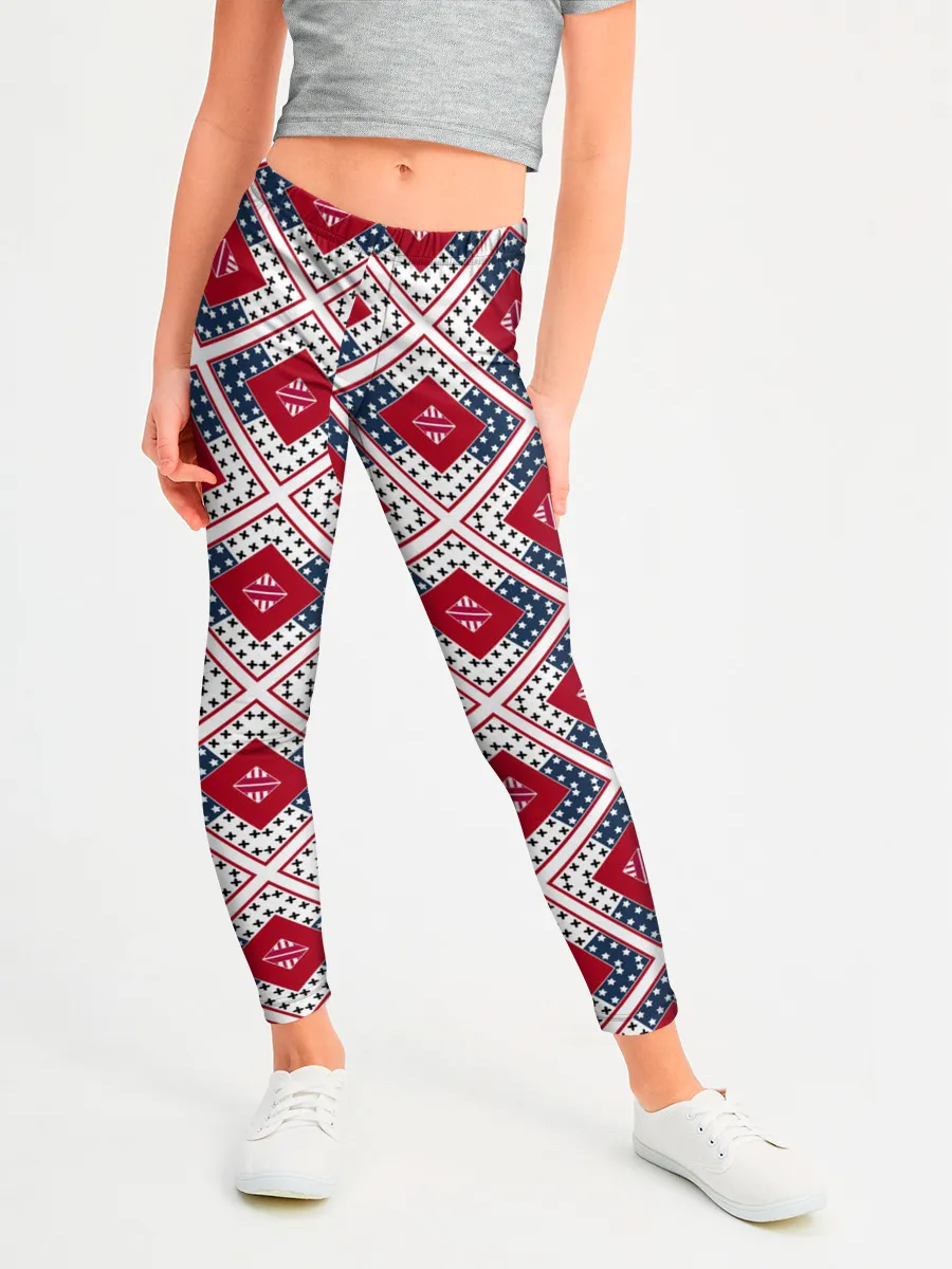 Леггинсы для девочки / Красно-синий плед -клетка