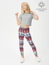 Леггинсы для девочки / Этнический красно-синий узор
