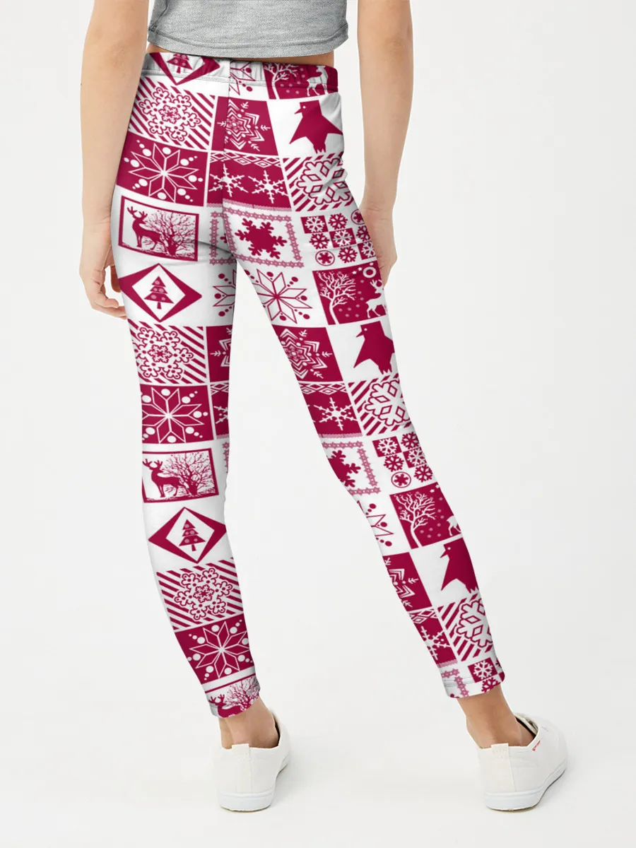 Леггинсы для девочки / Новогодний рождественский узор