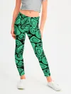 Леггинсы для девочки / Зеленый абстрактный узор